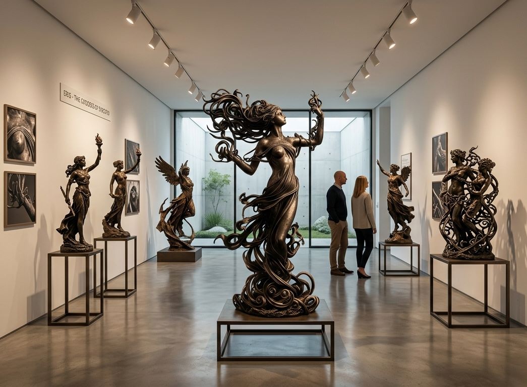 The ERIS gallery — sculptures of the goddess Eris in a stark contemporary space