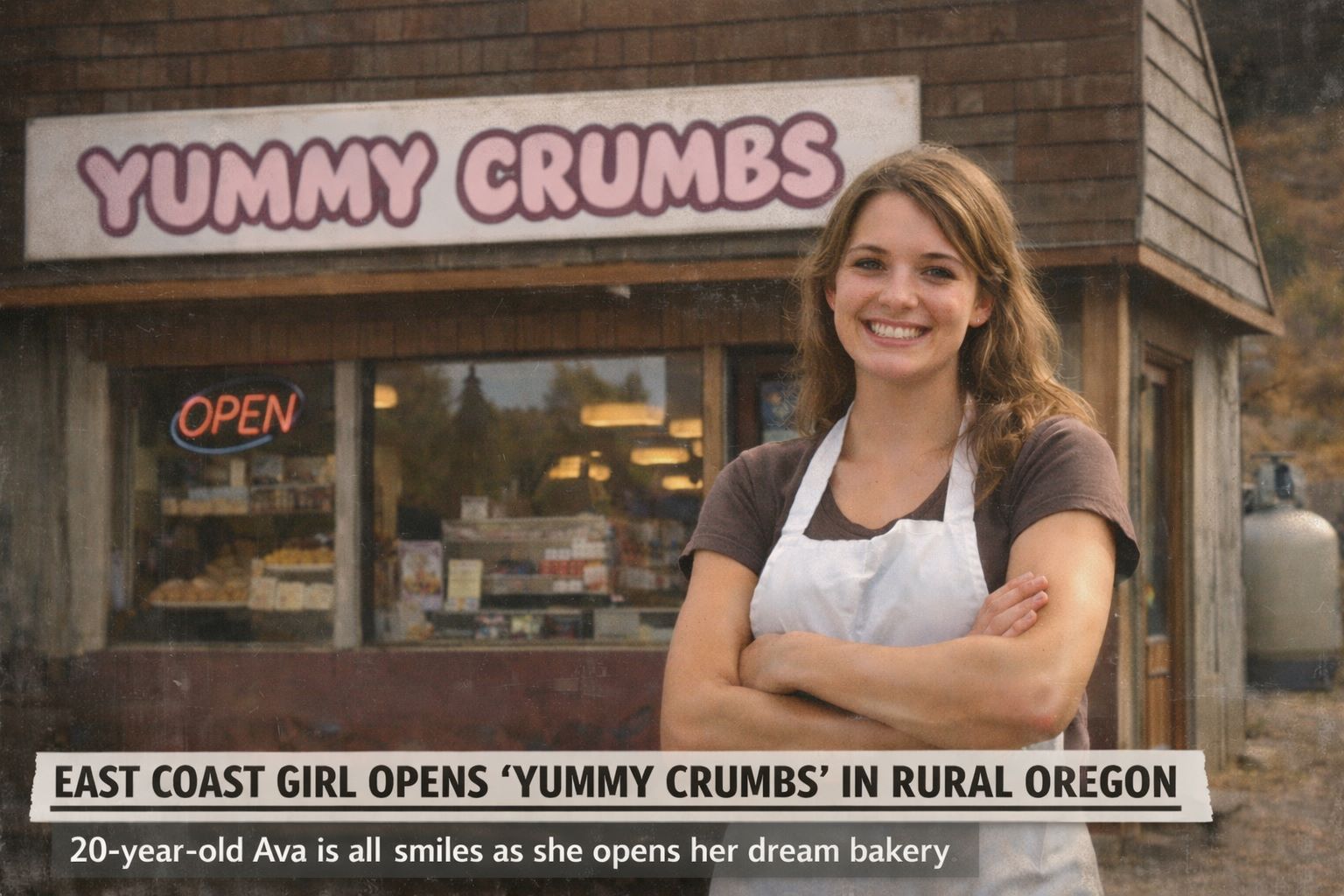 East Coast Girl Opens Yummy Crumbs in Rural Oregon — 20-year-old Ava is all smiles